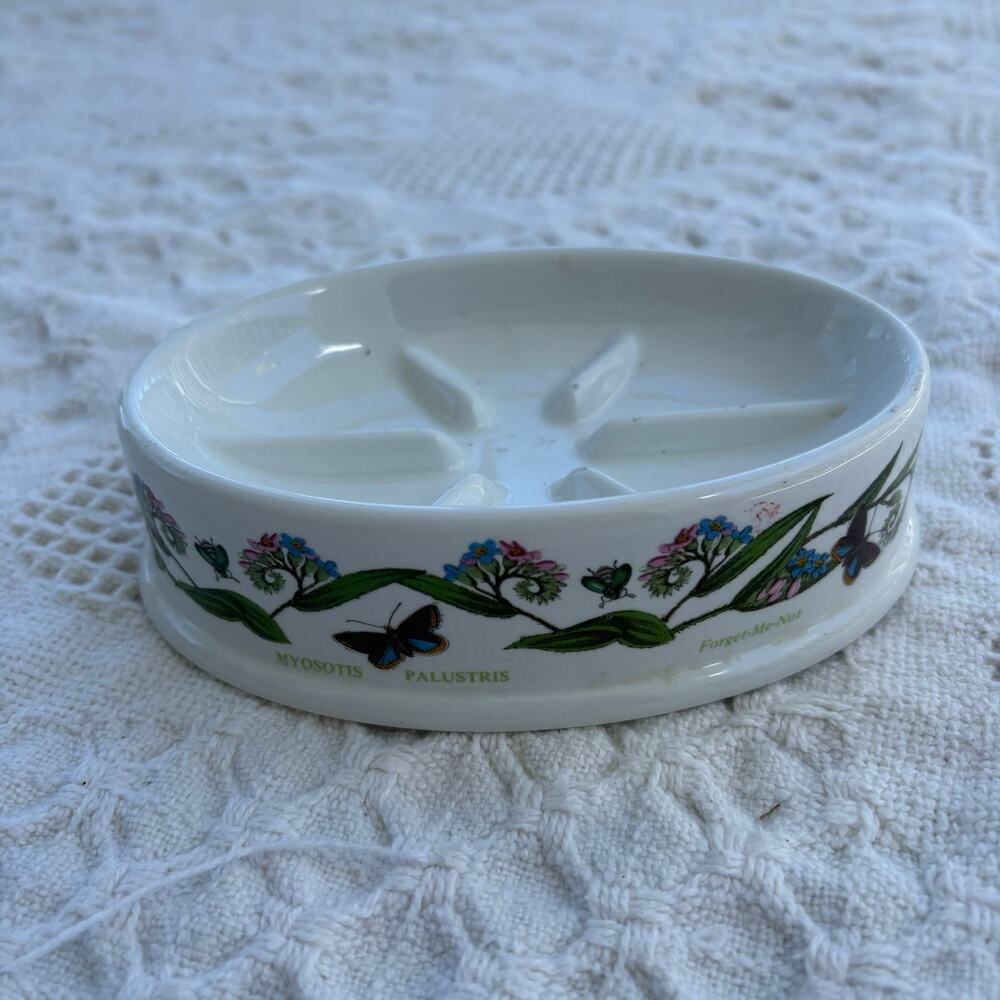 Vintage Portmeirion Botanic Garden Oval Soap Dish Forget-me-not and Butterfly